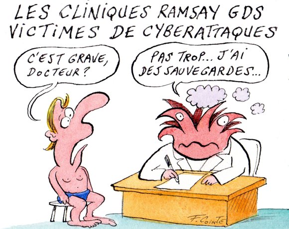 Dessin: Cyberattaque contre les cliniques Ramsay GDS